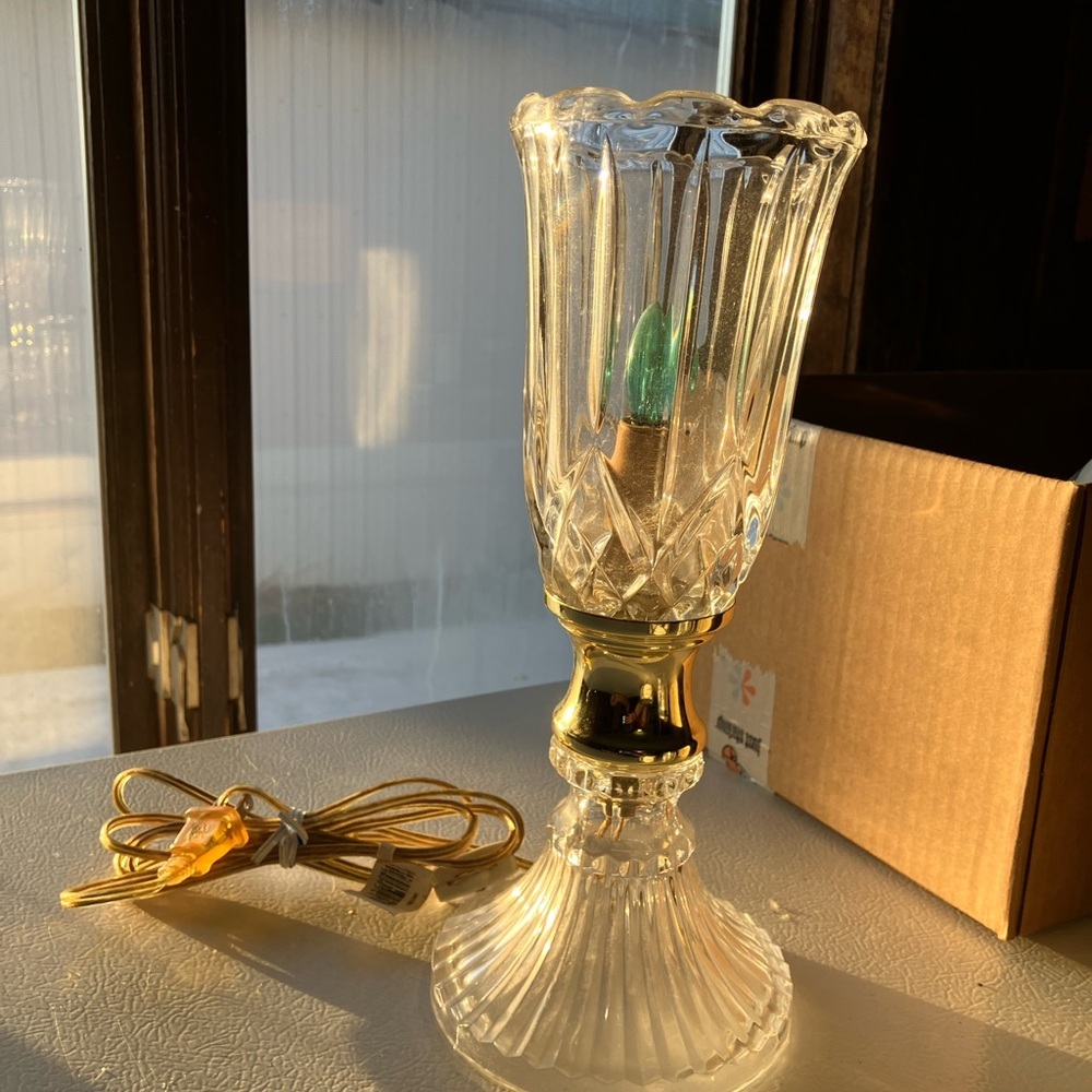 Vintage Crystal Cut Table Lamp 1950-1960s